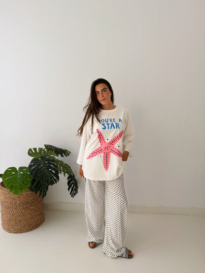 White Polka dot pant