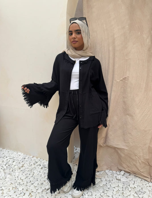 Gana Black Linen Set