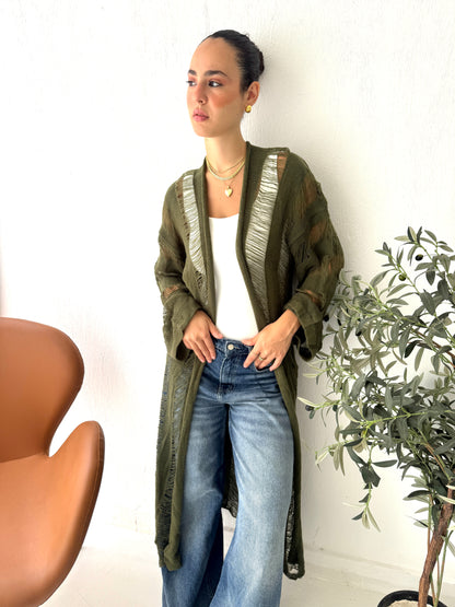NET Olive Cardigan