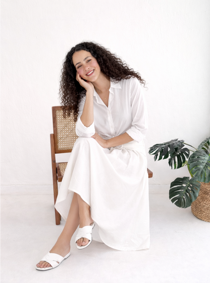Draped-Wrape Skirt In White