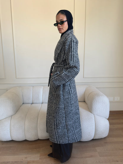 Plaid Glam B&W Coat