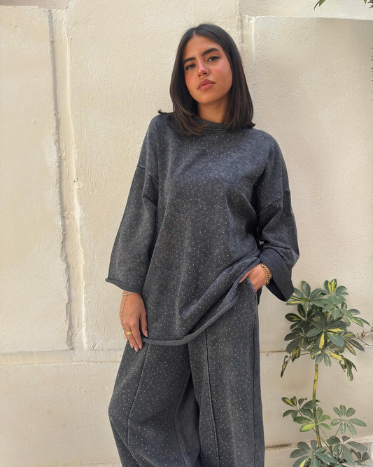 Grey Rocky set with silver strass