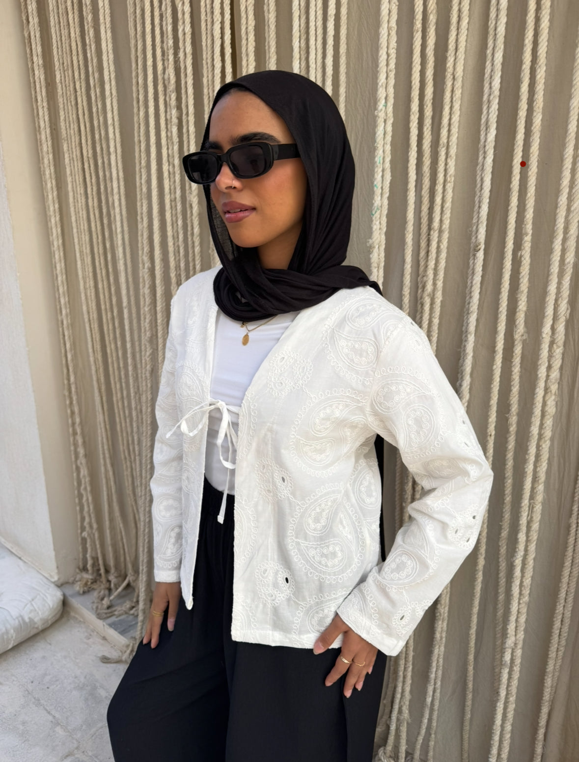 Nour white blouse with tie