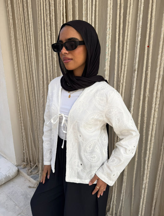 Nour white blouse with tie