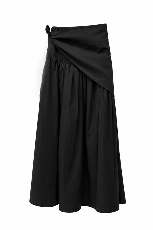 Draped-Wrape Skirt In Black