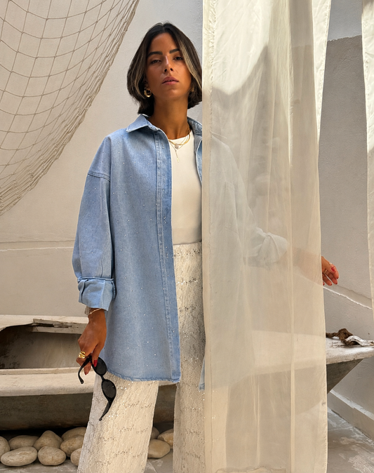 Glamy denim jacket blue shades