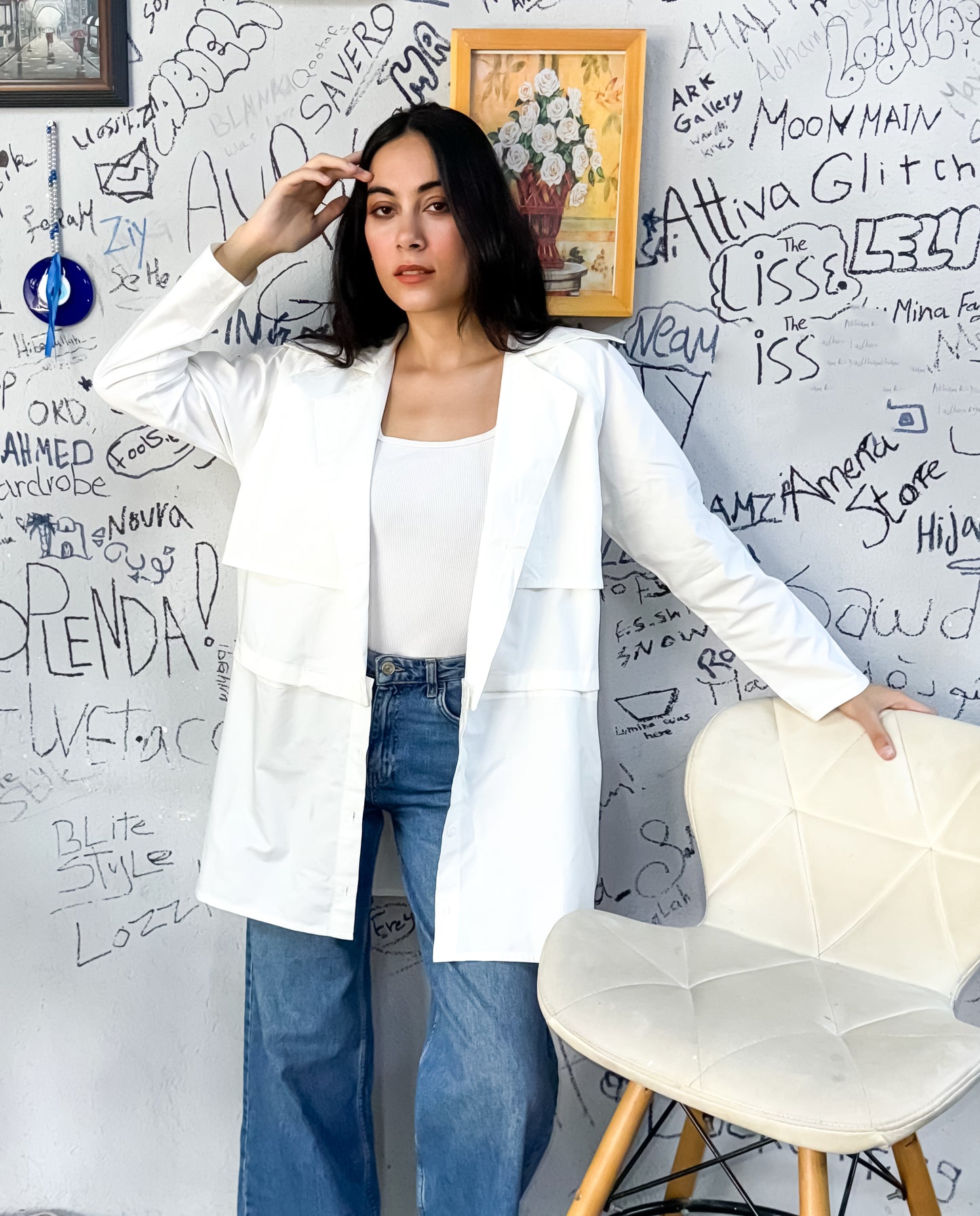 Urban Cropped  Shirt In White