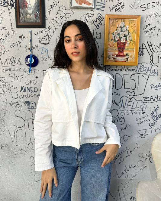 Urban Cropped  Shirt In White