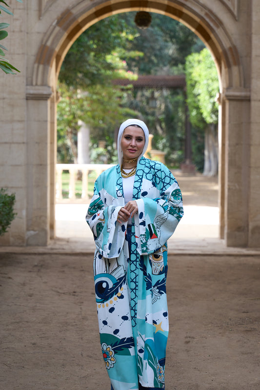 Palsteinian Kimono In White