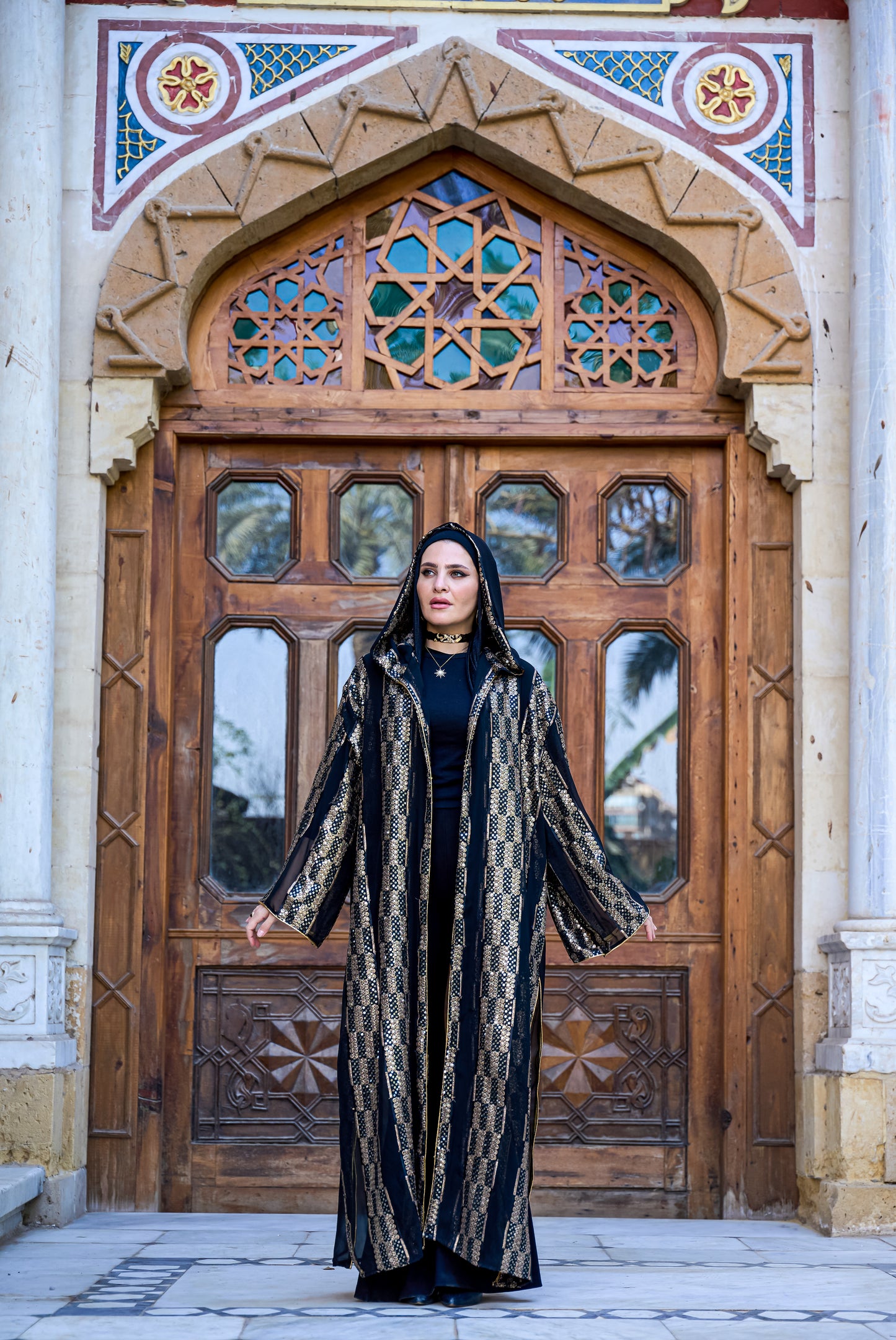 Sahra Embroidery Sequin Kaftan