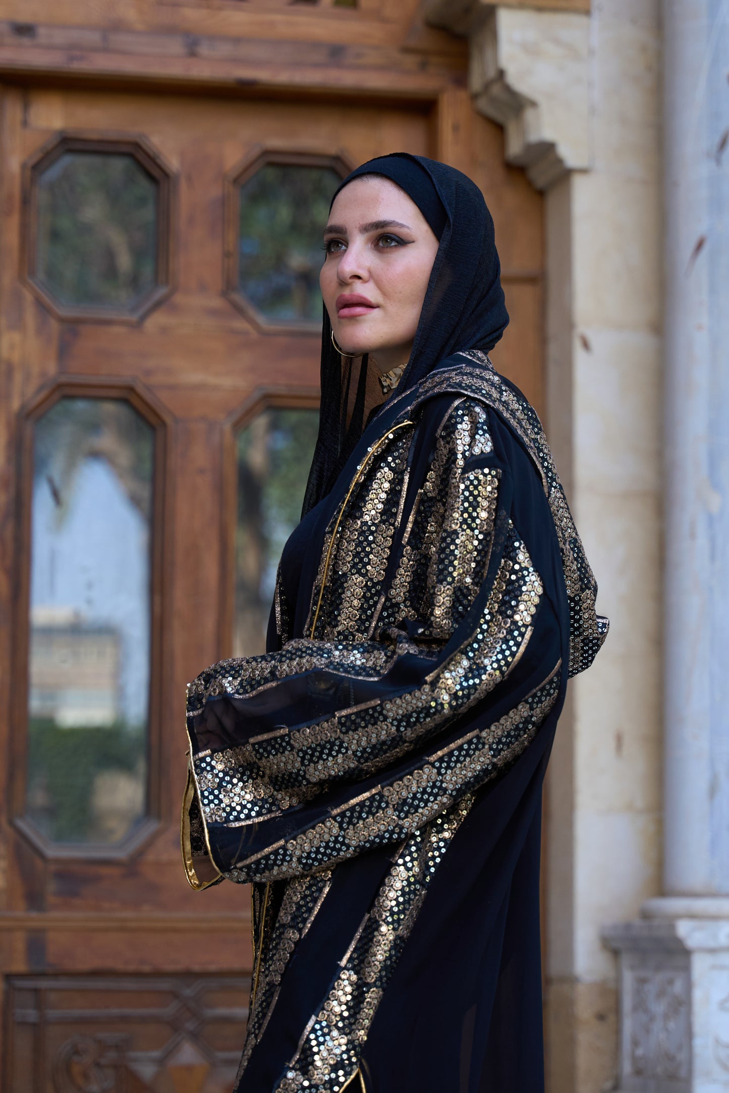 Sahra Embroidery Sequin Kaftan